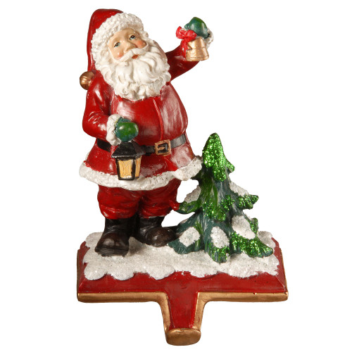 6.5" Santa Holding Lantern Christmas Stocking Holder - IMAGE 1