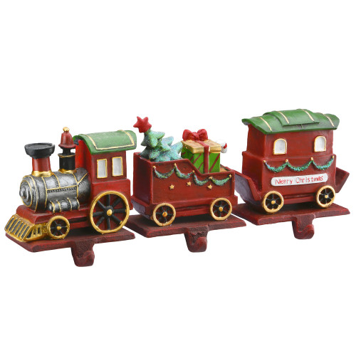 Set of 3 Holiday Train Car Christmas Stocking Holders 5" - IMAGE 1