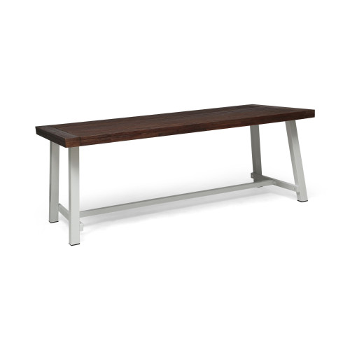 79" Brown and White Contemporary Rectangular Outdoor Dining Table - IMAGE 1