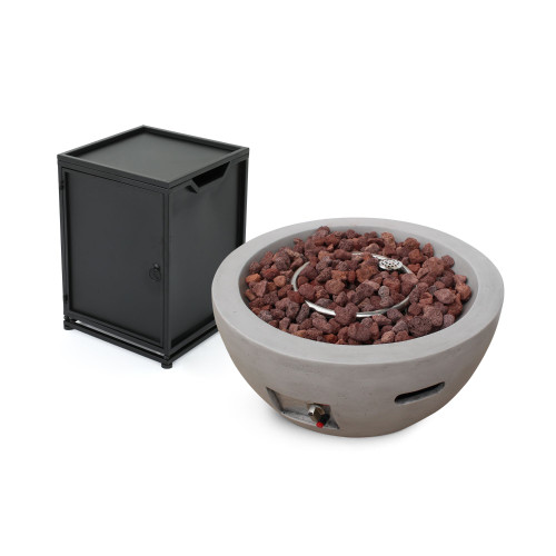 26.75" Abalone Gray Handcrafted Outdoor Patio Bowl Fire Pit with Tank Holder - IMAGE 1