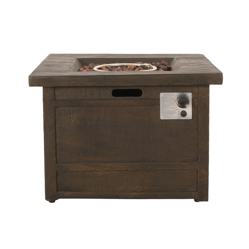 32" Natural Brown Distressed Finish Square Outdoor Patio Fire Pit - IMAGE 1