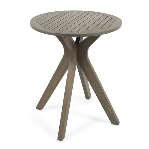 30" Gray Contemporary Round Table Outdoor Bistro Table with X Legs - IMAGE 1