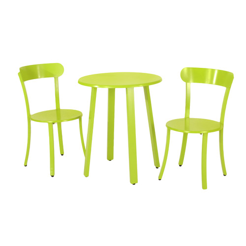 3-Piece Matte Lime Green Solid Handcrafted Outdoor Furniture Patio Bistro Set - IMAGE 1