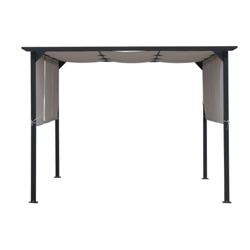 115" Gray and Brown Contemporary Solid Outdoor Patio Gazebo - IMAGE 1