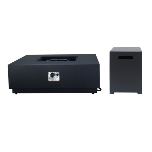 40" Charcoal Gray Handcrafted Square Outdoor Patio Fire Pit with Tank Holder - IMAGE 1