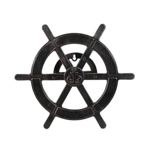 19.5" Coffee Brown Contemporary Ship Wheel Hose Holder - IMAGE 1