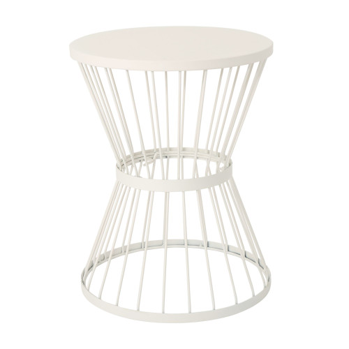 21" Matte White Contemporary Hourglass Outdoor Patio Side Tables - IMAGE 1