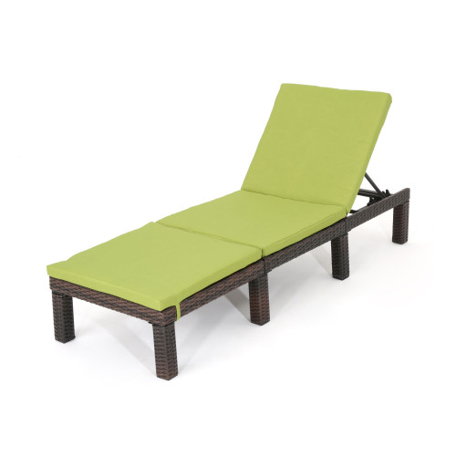 76.5" Brown and Green Contemporary Outdoor Patio Rectangular Chaise Lounge - IMAGE 1