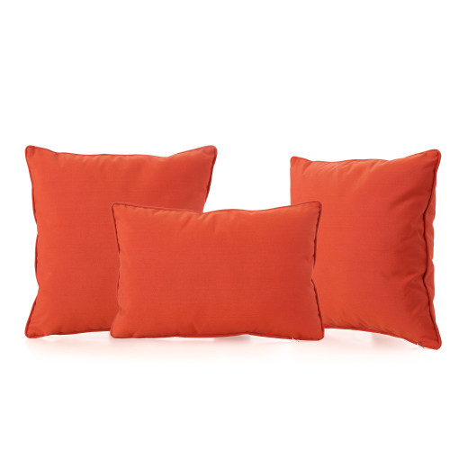 Set of 3 Orange Water Resistant Contemporary Outdoor Pillows 18" - IMAGE 1