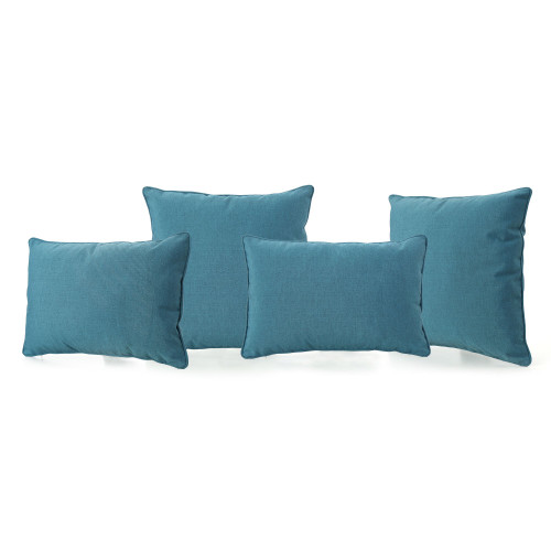 Set of 4 Teal Blue Solid Outdoor Throw Pillows 18" - IMAGE 1
