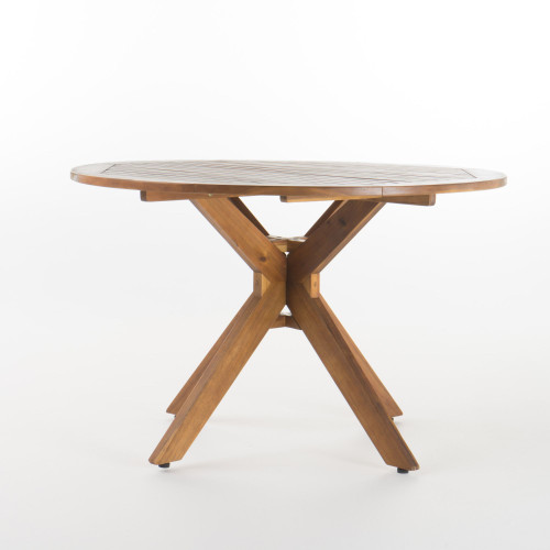 47.25" Brown Contemporary Round Outdoor Patio Dining Table - IMAGE 1