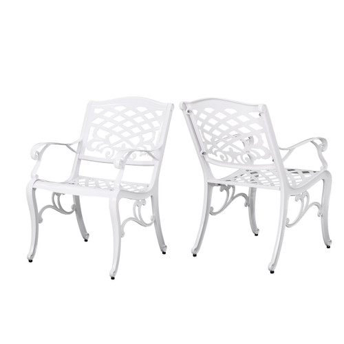 Set of 2 White and Black Contemporary Outdoor Patio Arm Dining Chairs 35" - IMAGE 1