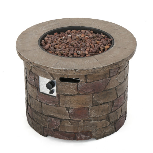34.5" Brown Contemporary Round Outdoor Patio Fire Pit - IMAGE 1