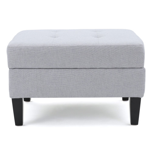 28" Fossil Gray and Espresso Brown Traditional Storage Ottoman - IMAGE 1