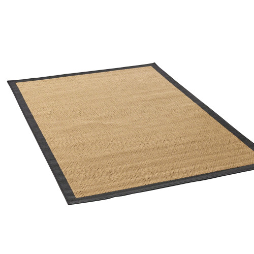 7.25' x 10.5' Beige and Black Solid Rectangular Outdoor Area Throw Rug - IMAGE 1