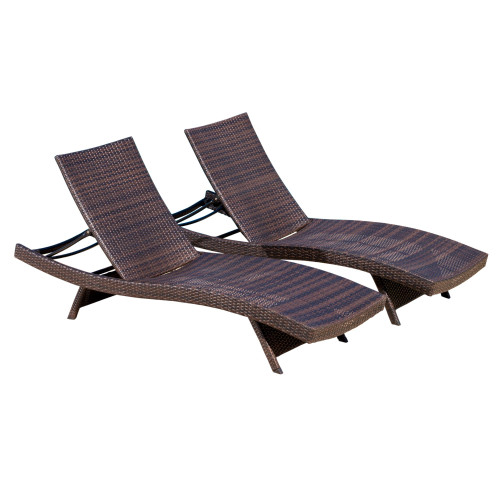 Set of 2 Brown Outdoor Patio Chaise Lounge Chairs 79.5" - IMAGE 1
