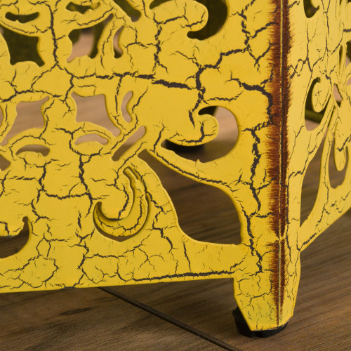 Set of 2 Yellow & Brown Antique Outdoor Patio Accent Tables Christmas