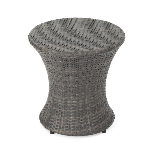 19.5" Gray Contemporary Outdoor Patio Accent Side Table - IMAGE 1