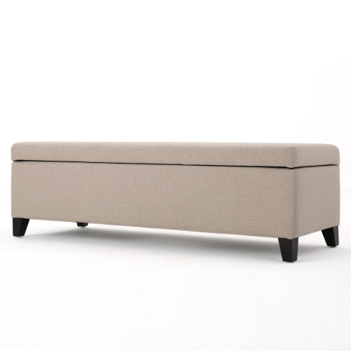 51.25" Beige and Brown Rectangular Storage Ottoman - IMAGE 1