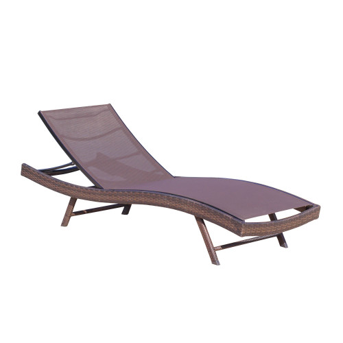 79.5" Brown Mesh Outdoor Chaise Lounge Chair - IMAGE 1