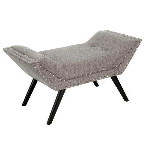 36" Granite Gray Contemporary Tufted Ottoman Bench - IMAGE 1