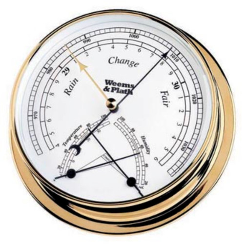 10" Gold and White Adjustable Weatherproof Round Barometer and Comfortmeter - IMAGE 1