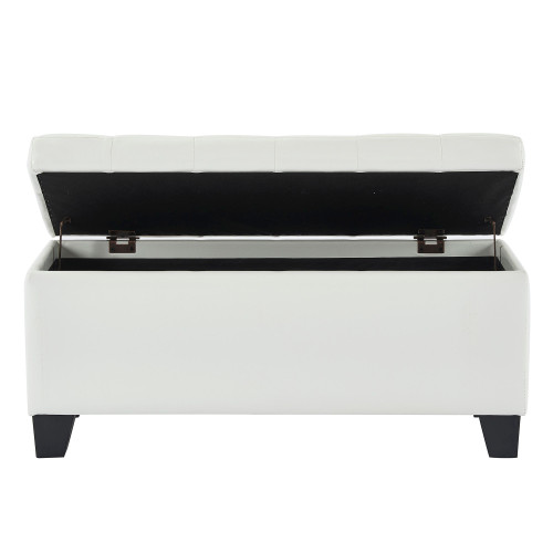 35.5" White Solid Rectangular Storage Ottoman - IMAGE 1