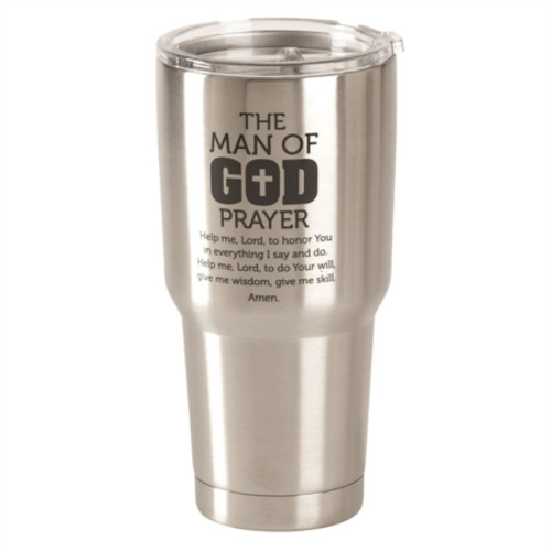 8" Silver and Black The Man of god Prayer Glossy Tumbler, 30 Oz. - IMAGE 1