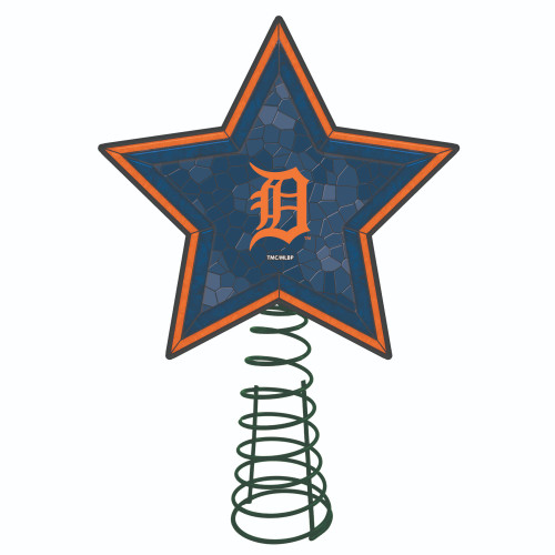 10" Lighted Orange and Blue Star MLB Detroit Tigers Christmas Tree Topper - IMAGE 1