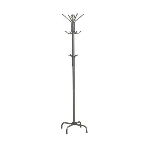 70" Silver Finish Contemporary Coat Rack with Hooks - IMAGE 1