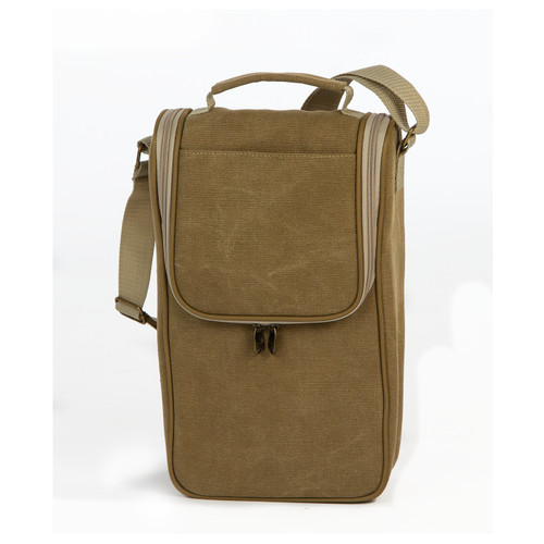 14” Brown Insulated Double Bottle Wine Bag with Shoulder Strap - IMAGE 1