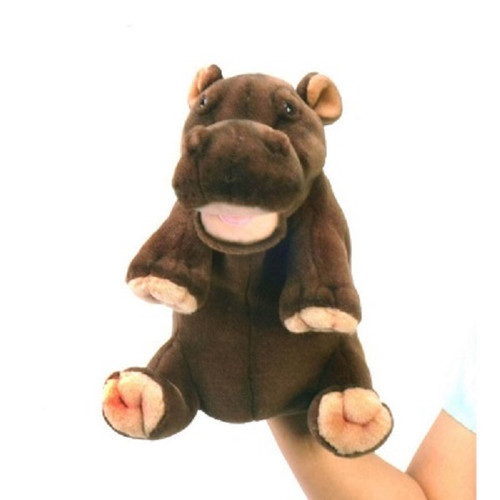 Set of 3 Handcrafted Hippo Hand Puppet Stuffed Animals 9.25" - IMAGE 1