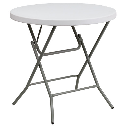 31.5" White Round Contemporary Outdoor Patio Folding Table - IMAGE 1