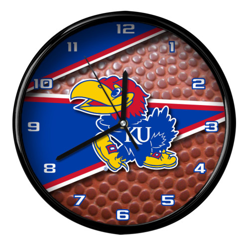 11.5" Blue and White NCAA Kansas Jayhawks Wall Clock - IMAGE 1