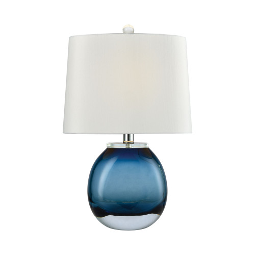 19" Blue Free Blown Glass Body Table Lamp with White Shade - IMAGE 1