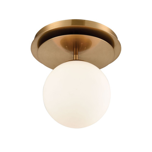Wide 1-Light Flush Mount Ceiling Light - 11" - Gold and White - IMAGE 1