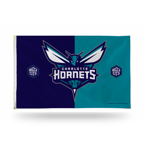 3' x 5' Purple and Blue NBA Charlotte Hornets Rectangular Banner Flag - IMAGE 1