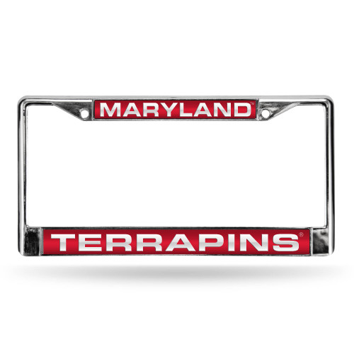 6" x 12" Silver Colored and Red College Maryland Terrapins License Plate Cover - IMAGE 1