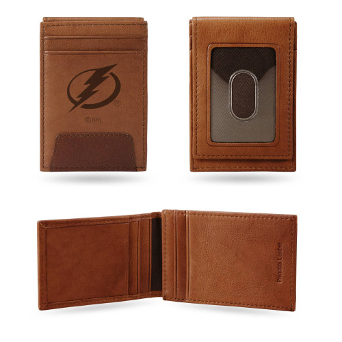 4" Brown NHL Tampa Bay Lightning Front Pocket Wallet - IMAGE 1