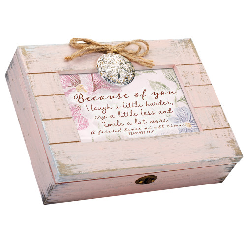 Friend Loves at All Times Keepsake Music Box - 8.5" - Blush Pink - IMAGE 1