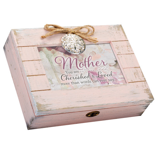 Cherished Mother Wooden Music Box - 8.5" - Pink - IMAGE 1