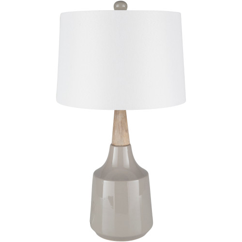 27.5" Contemporary Style Gray Table Lamp with White Drum Shade - IMAGE 1