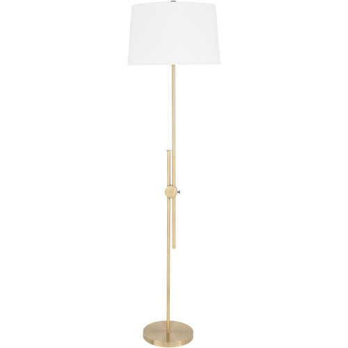 63.5" Metallic Gold Floor Lamp with White Polyester Round Drum Shade - IMAGE 1