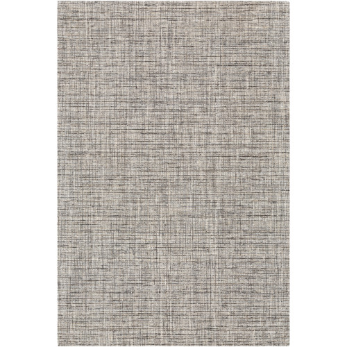 5' x 7'6" Textured Gray and Black Rectangular Hand Loomed Wool Area Throw Rug - IMAGE 1