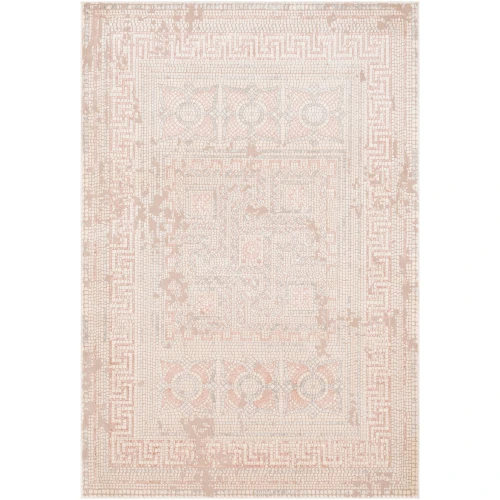 5'3" x 7'3" Mosaic Style Pale Pink and Beige Rectangular Area Rug - IMAGE 1