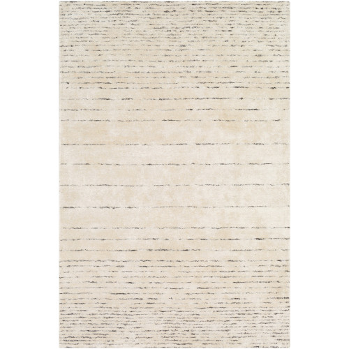 5' x 7'6" Distressed Brown and Beige Stripe Patterned Rectangular Hand Tufted Area Rug - IMAGE 1