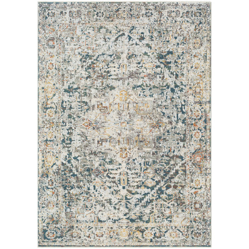 11.5' x 15.5' Distressed Finish Blue and Gray Rectangular Area Throw Rug - IMAGE 1
