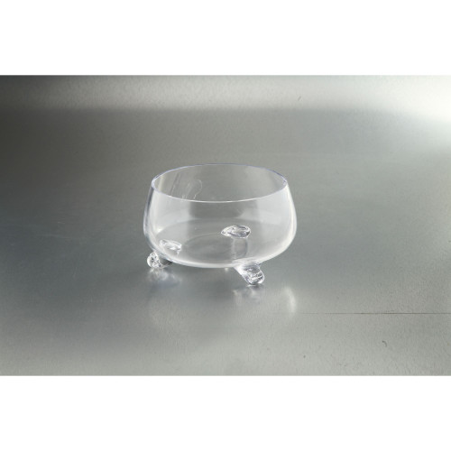 8" Clear Contemporary Round Shaped Glass Footed Bowl - IMAGE 1