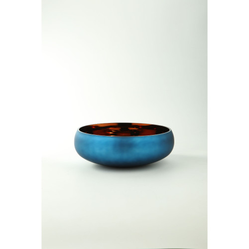 12" Blue Handblown Glass Bowl Tabletop Decoration - IMAGE 1