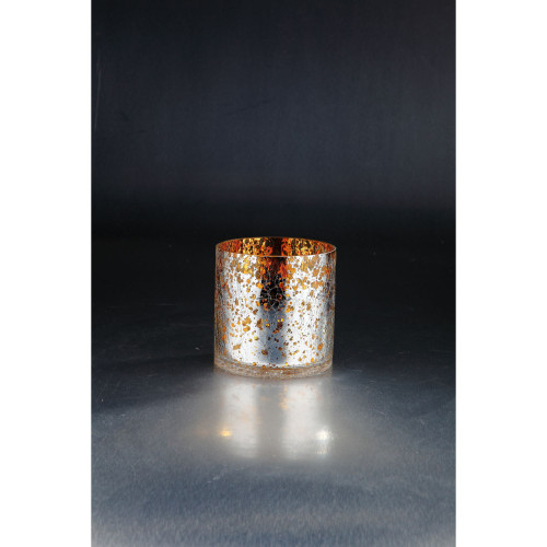 6" Silver and Golden Hand Blown Mercury Glass Votive Candle Holder - IMAGE 1